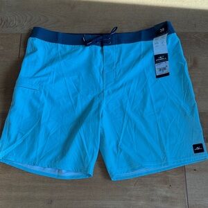 O'Neill Men's Aqua Blue Board Shorts with Navy Waistband